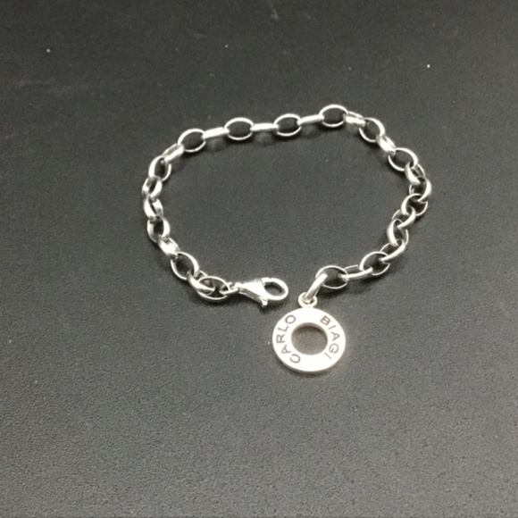 Carlo Biagi Italy Sterling Silver Link Chain starter Charms Bracelet CB 925 - Picture 1 of 3